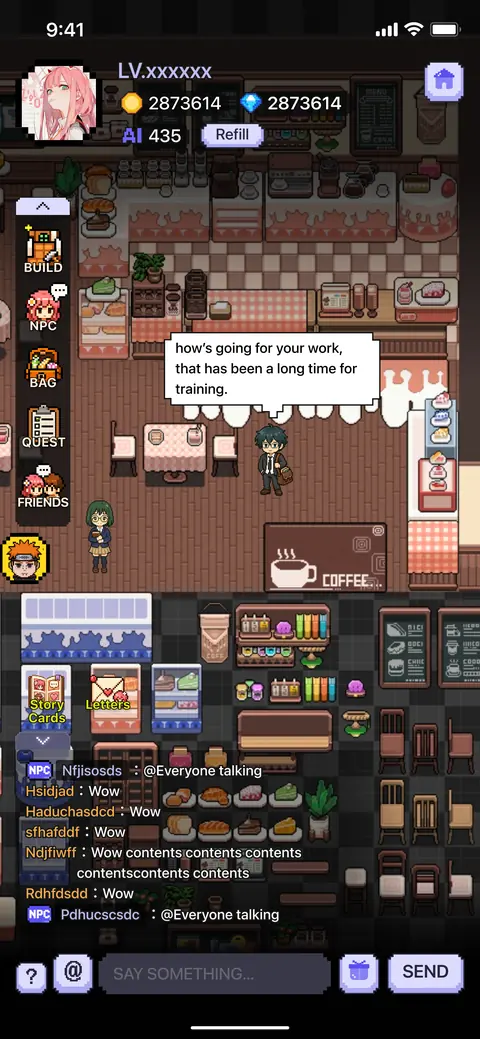 Miniwo character dialogue screen