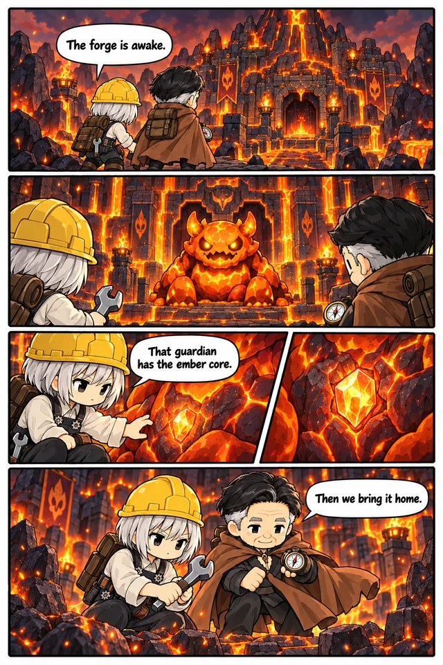 Adventurers Encounter A Lava Guardian